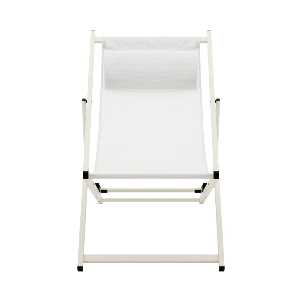 Duka Outdoor Relaxing Lounge Accent Folding Steel Patio Beach Chair White Furniture Fast shipping On sale