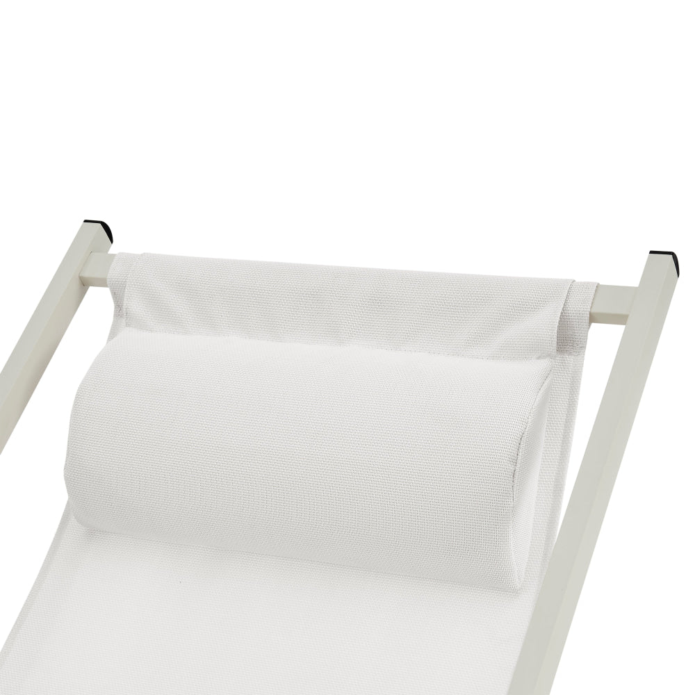 Duka Outdoor Relaxing Lounge Accent Folding Steel Patio Beach Chair White Furniture Fast shipping On sale