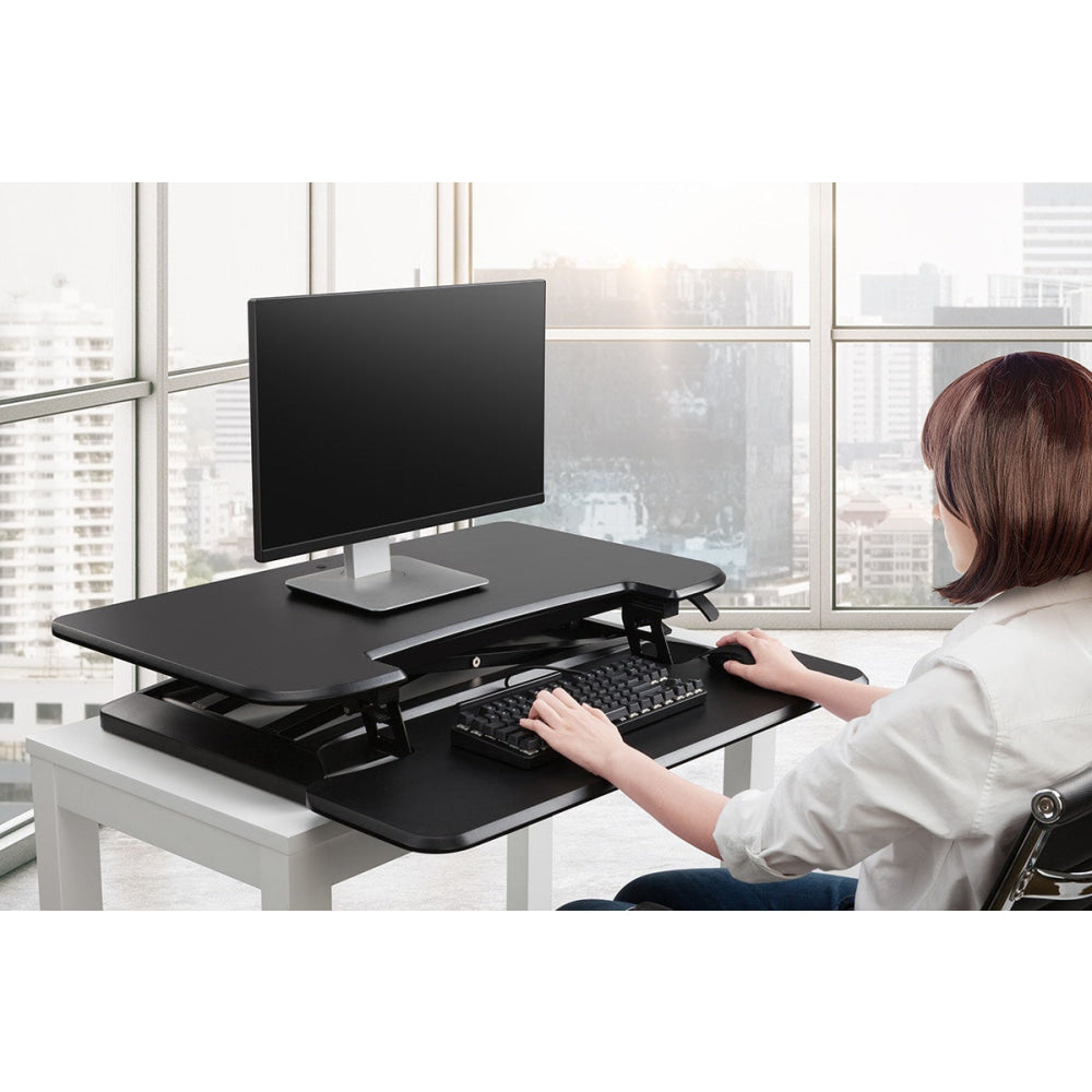 DuoPro Height Adjustable Sit Stand Office Computer Desk Riser Black Fast shipping On sale