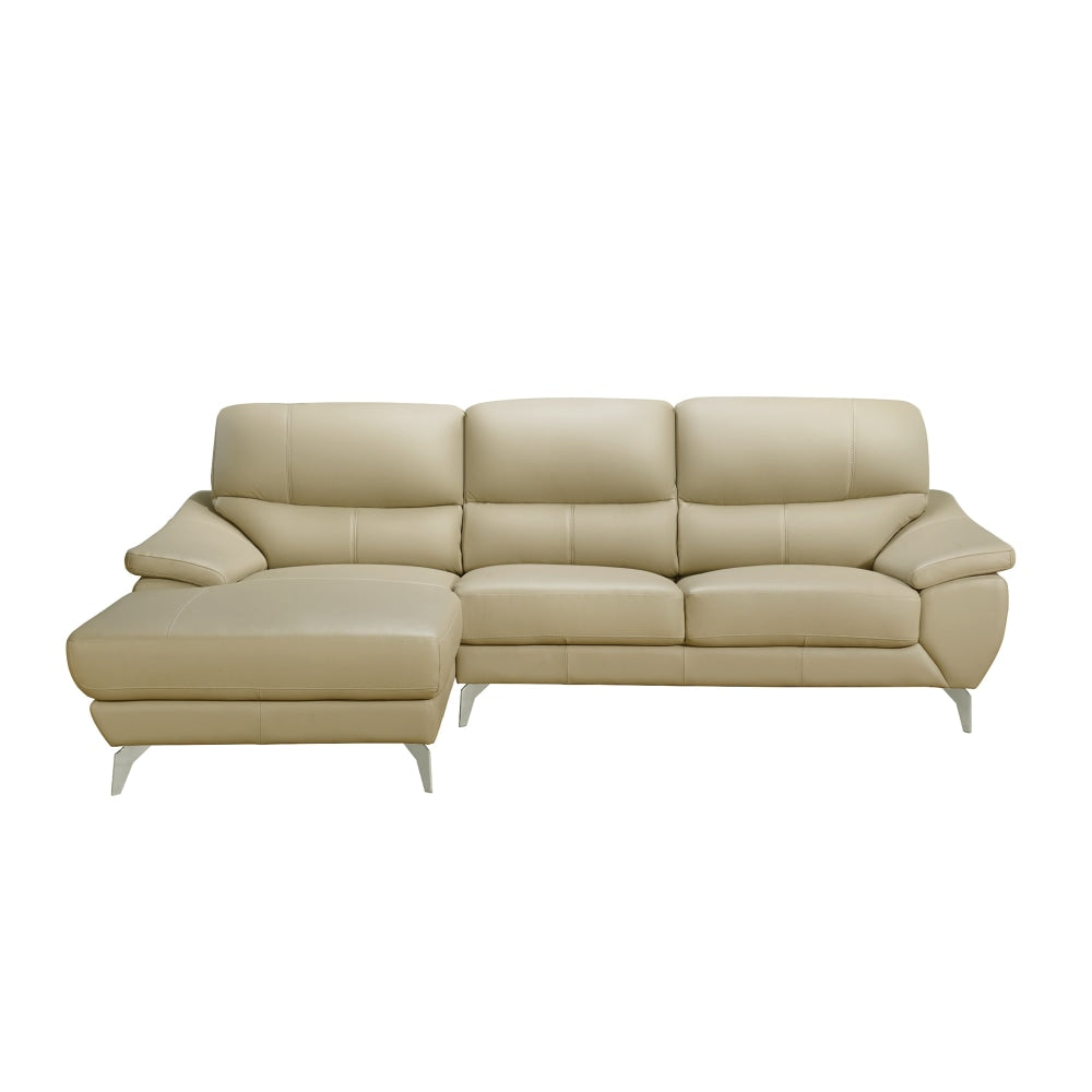Dylan Modern Luxury Genuine Leather Left Hand Chaise Sofa - Light Brown Fast shipping On sale