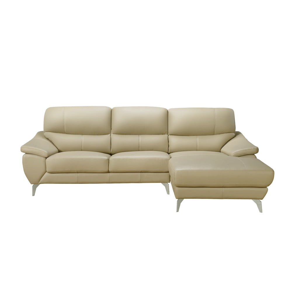 Dylan Modern Luxury Genuine Leather Right Hand Chaise Sofa - Light Brown Fast shipping On sale