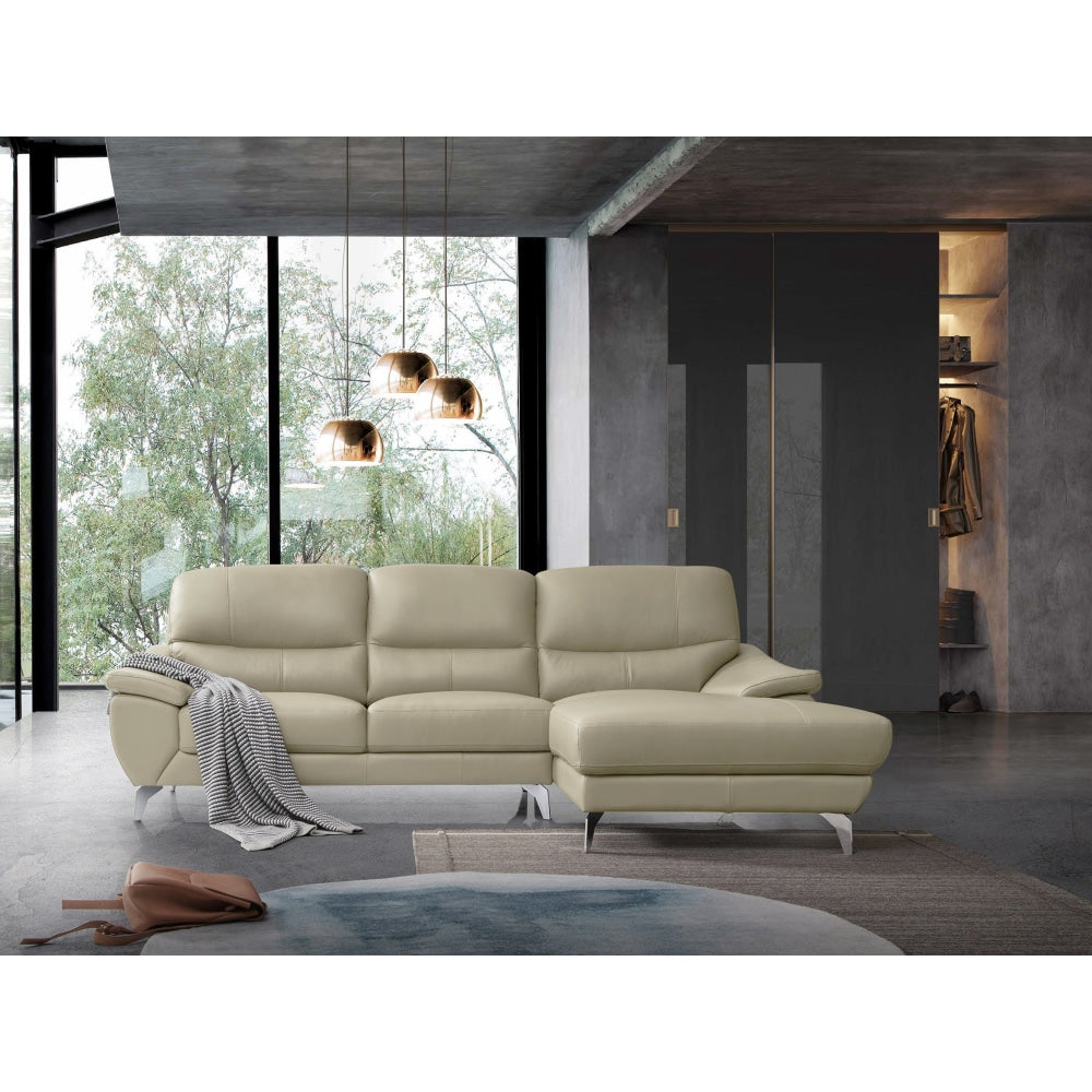 Dylan Modern Luxury Genuine Leather Right Hand Chaise Sofa - Light Brown Fast shipping On sale
