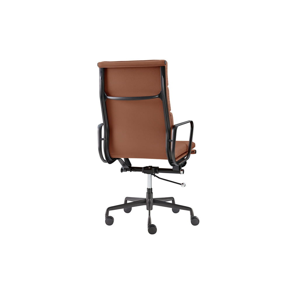 Eames Group Aluminium Padded High Back Office Chair Replica Tan/Chrome Fast shipping On sale