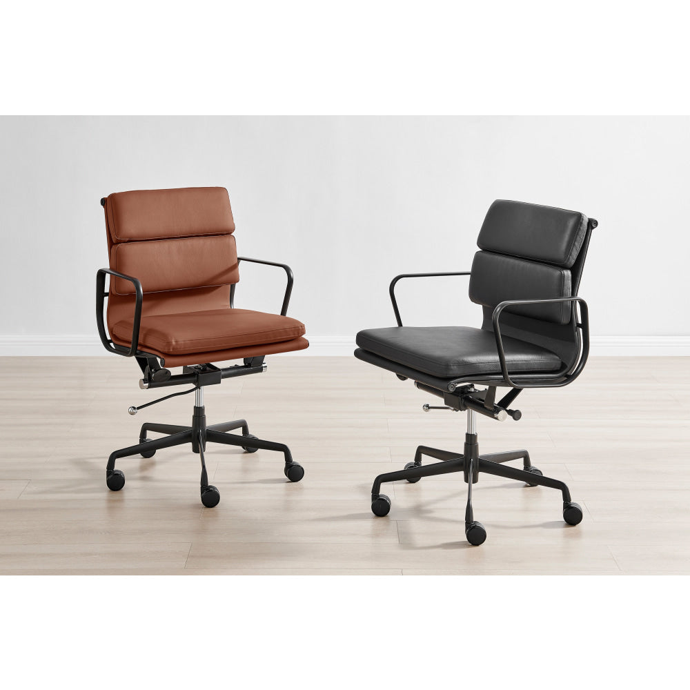 Eames Group Aluminium Padded Low Back Office Chair Replica Black Fast shipping On sale