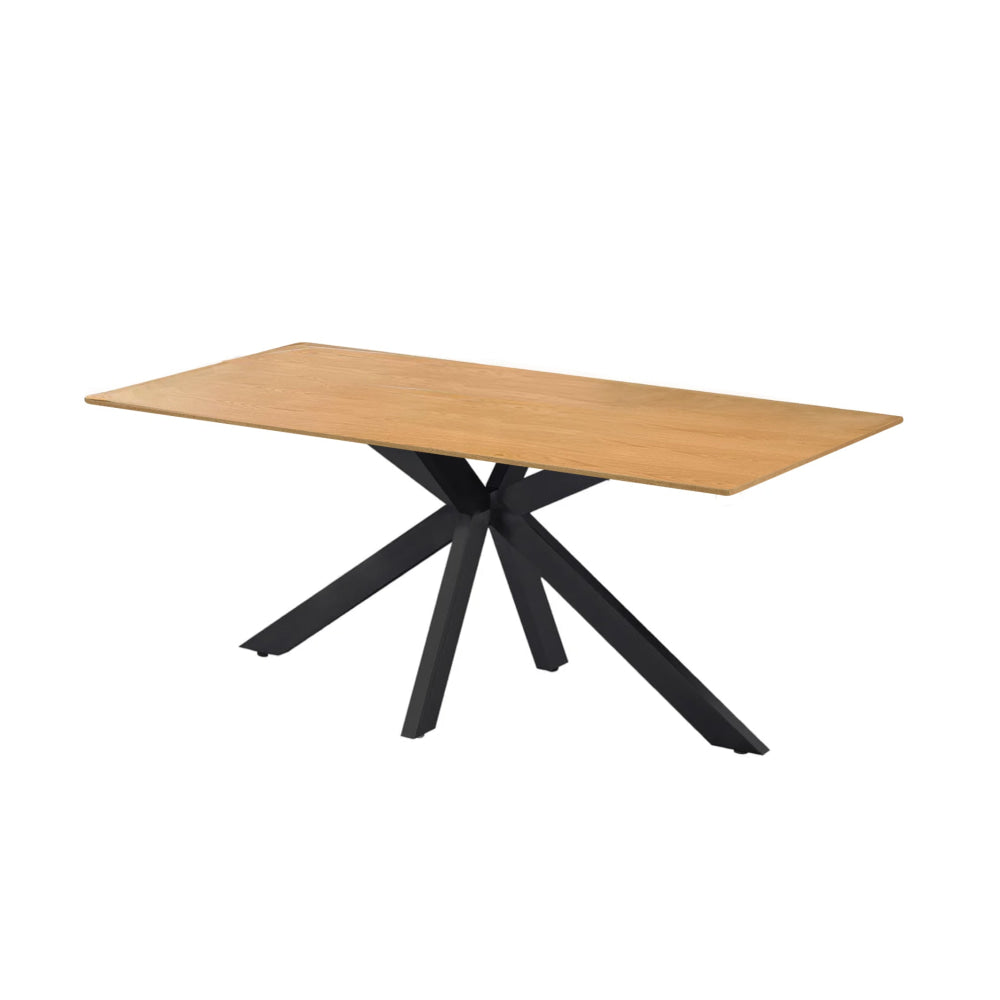 Easton Wooden Rectangular Kitchen Dining Table 180cm Metal Legs Natural/Black Fast shipping On sale