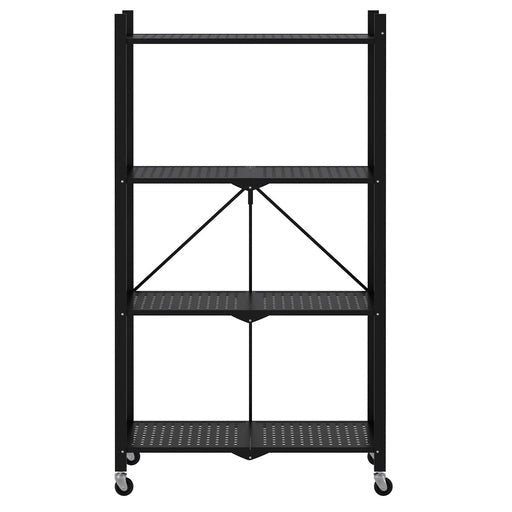 Ekkio 4-Tier Foldable Storage Metal Shelf - Black Bookcase Fast shipping On sale