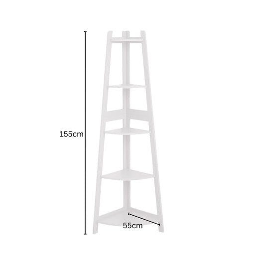 Ekkio 5-Tier Corner Ladder Shelf Sleek Modern - White Bookcase Fast shipping On sale