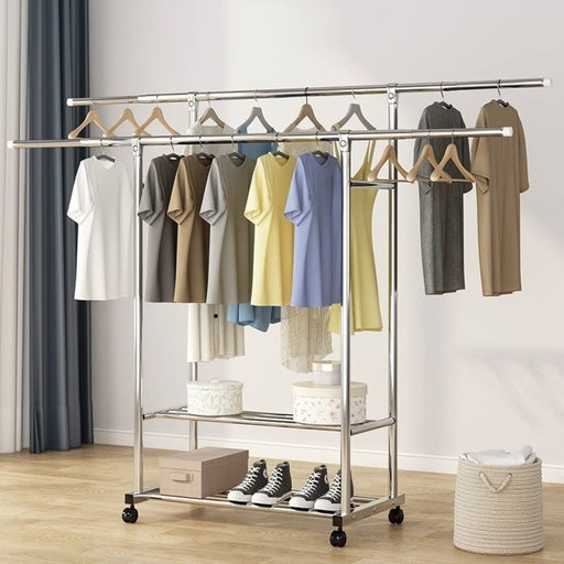 Ekkio Clothes Rack Stainless Steel Two Rail Wardrobe Fast shipping On sale