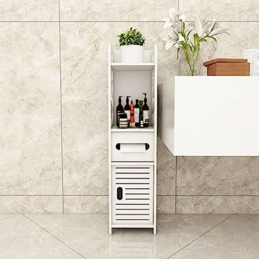 Ekkio Toilet Roll Holder and Storage Irregular Criss Cross Side 80cm White Bathroom Cabinet Fast shipping On sale