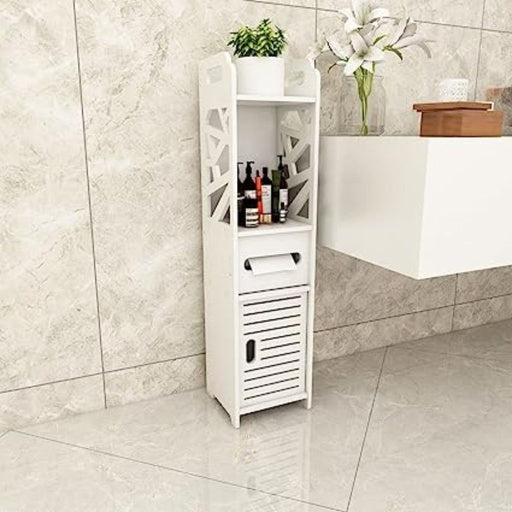 Ekkio Toilet Roll Holder and Storage Irregular Criss Cross Side 80cm White Bathroom Cabinet Fast shipping On sale