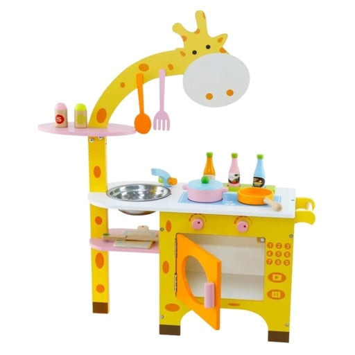 Ekkio Wooden Toy Kitchen Playset for Kids Giraffe Shape Set Toys Fast shipping On sale