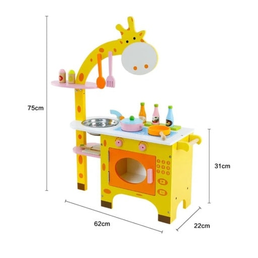 Ekkio Wooden Toy Kitchen Playset for Kids Giraffe Shape Set Toys Fast shipping On sale