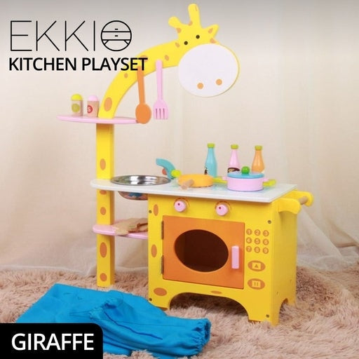 Ekkio Wooden Toy Kitchen Playset for Kids Giraffe Shape Set Toys Fast shipping On sale