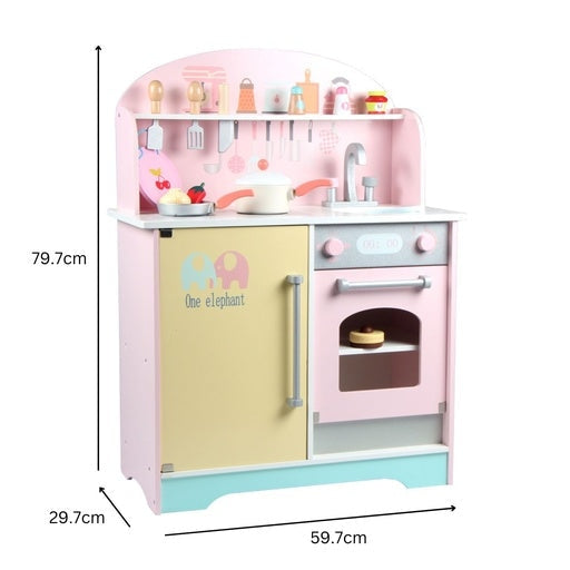 Ekkio Wooden Toy Kitchen Playset for Kids Japanese Style Set Pink Toys Fast shipping On sale