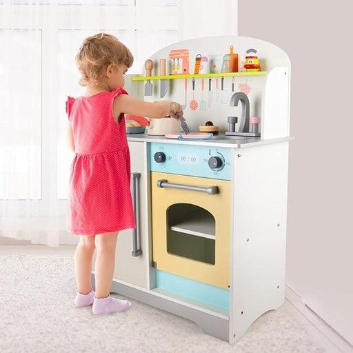 Ekkio Wooden Toy Kitchen Playset for Kids Japanese Style Set Silver Toys Fast shipping On sale