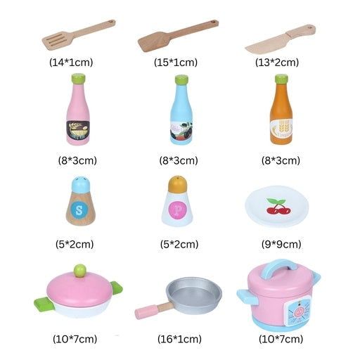 Ekkio Wooden Toy Kitchen Playset for Kids Japanese Style Set Violet Toys Fast shipping On sale