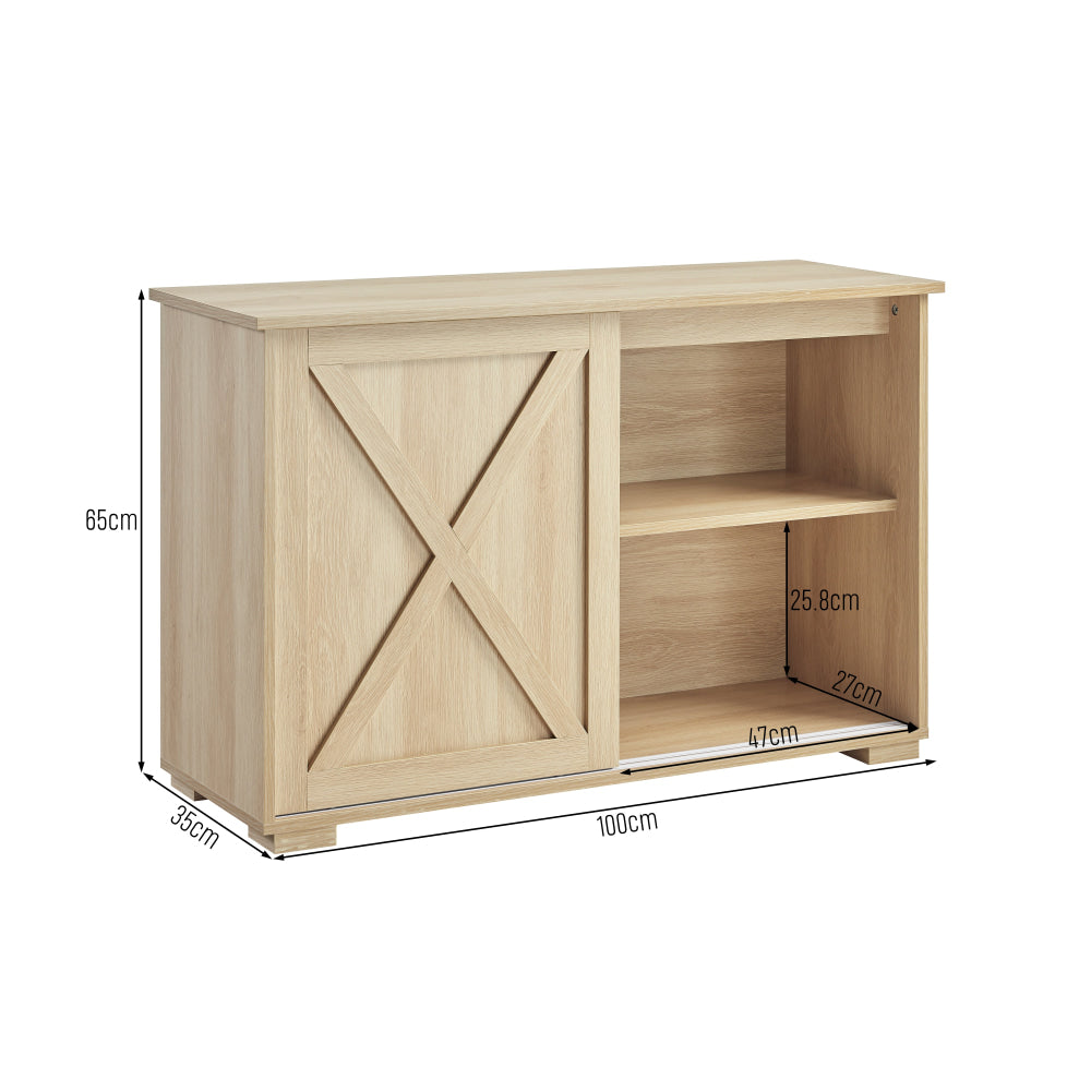 Elector Wooden Buffet Unit Sideboard Strage Cabinet W/ 2-Sliding Doors Oak & Fast shipping On sale