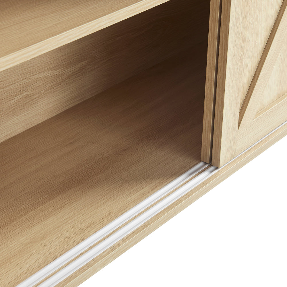 Elector Wooden Buffet Unit Sideboard Strage Cabinet W/ 2-Sliding Doors Oak & Fast shipping On sale