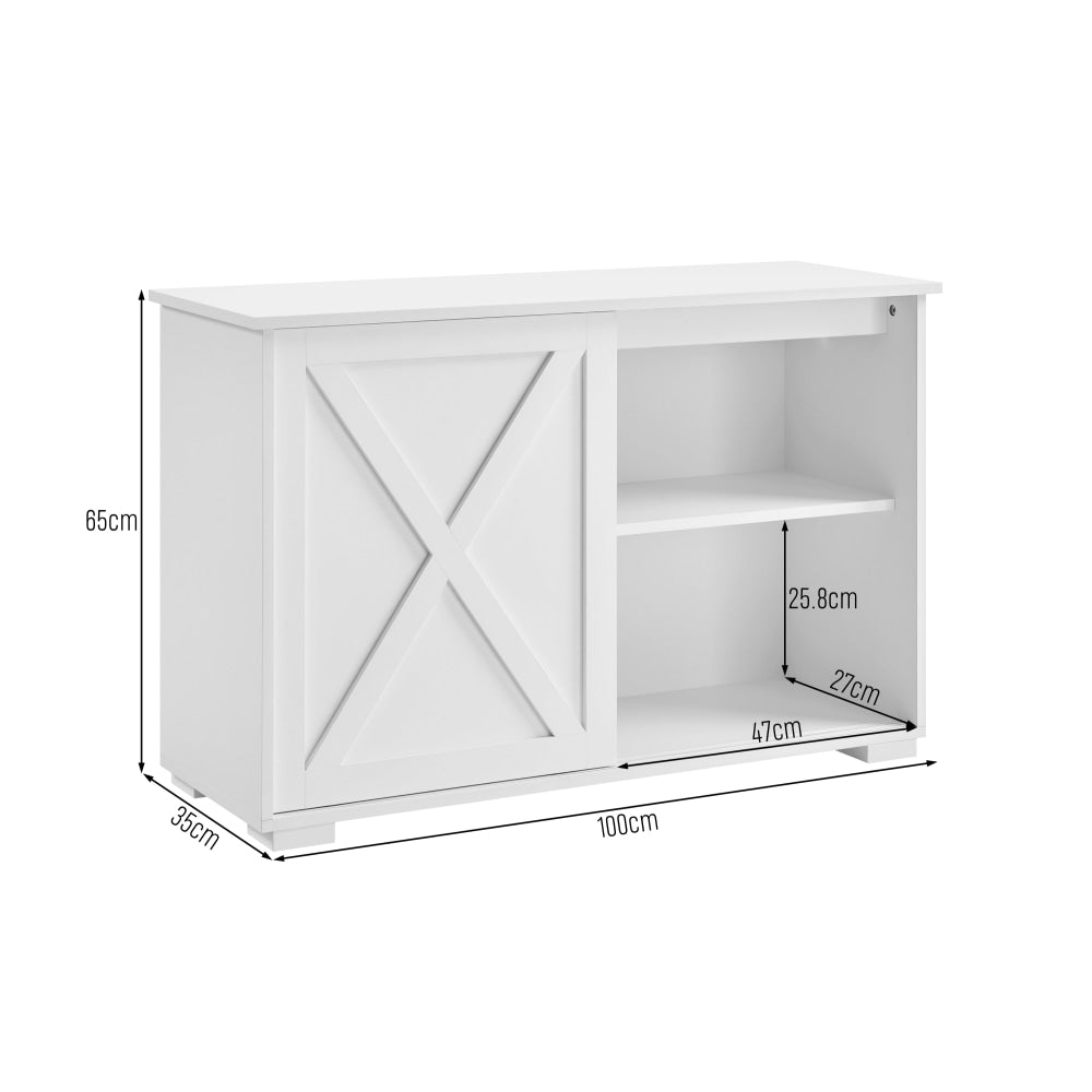 Elector Wooden Buffet Unit Sideboard Strage Cabinet W/ 2-Sliding Doors White & Fast shipping On sale