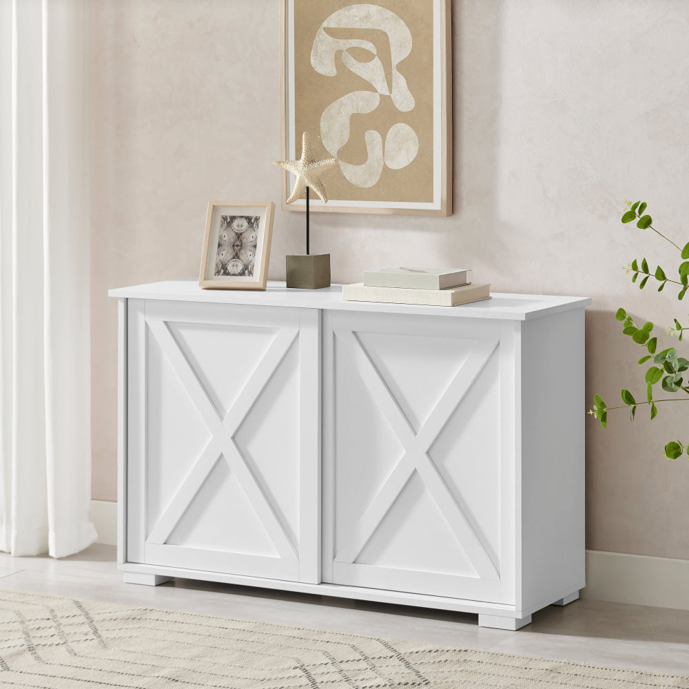 Elector Wooden Buffet Unit Sideboard Strage Cabinet W/ 2-Sliding Doors White & Fast shipping On sale