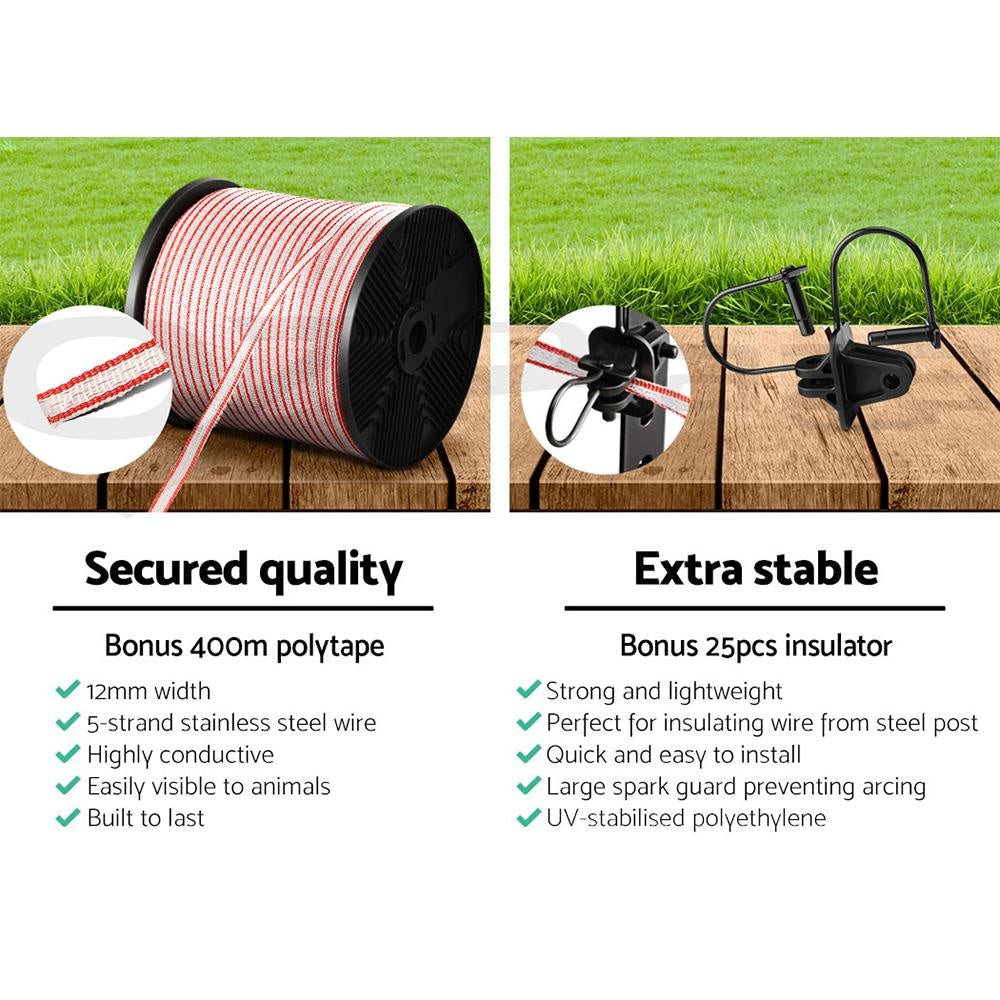 Electric Fence Wire 400M Tape Fencing Roll Energiser Poly Stainless Steel Farm Supplies Fast shipping On sale