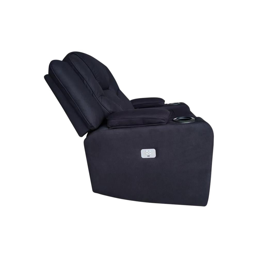 Electric Recliner Stylish Rhino Fabric Black 1 Seater Lounge Armchair with LED Features Chair Fast shipping On sale