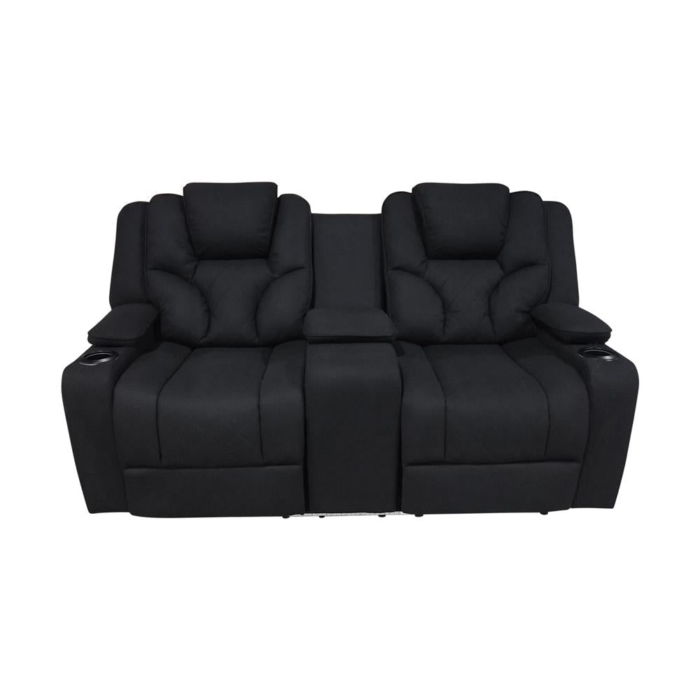 Electric Recliner Stylish Rhino Fabric Black Couch 2 Seater Lounge with LED Features Chair Fast shipping On sale