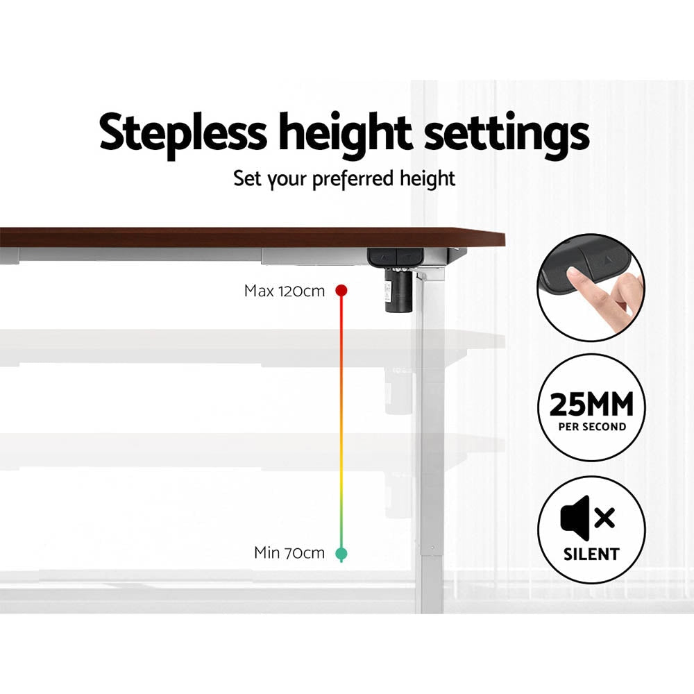 Electric Standing Desk Motorised Sit Stand Desks Table White Walnut 140cm Office Fast shipping On sale