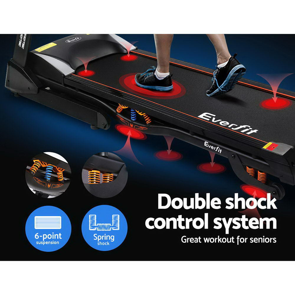 Electric Treadmill 48cm Incline Running Home Gym Fitness Machine Black Sports & Fast shipping On sale