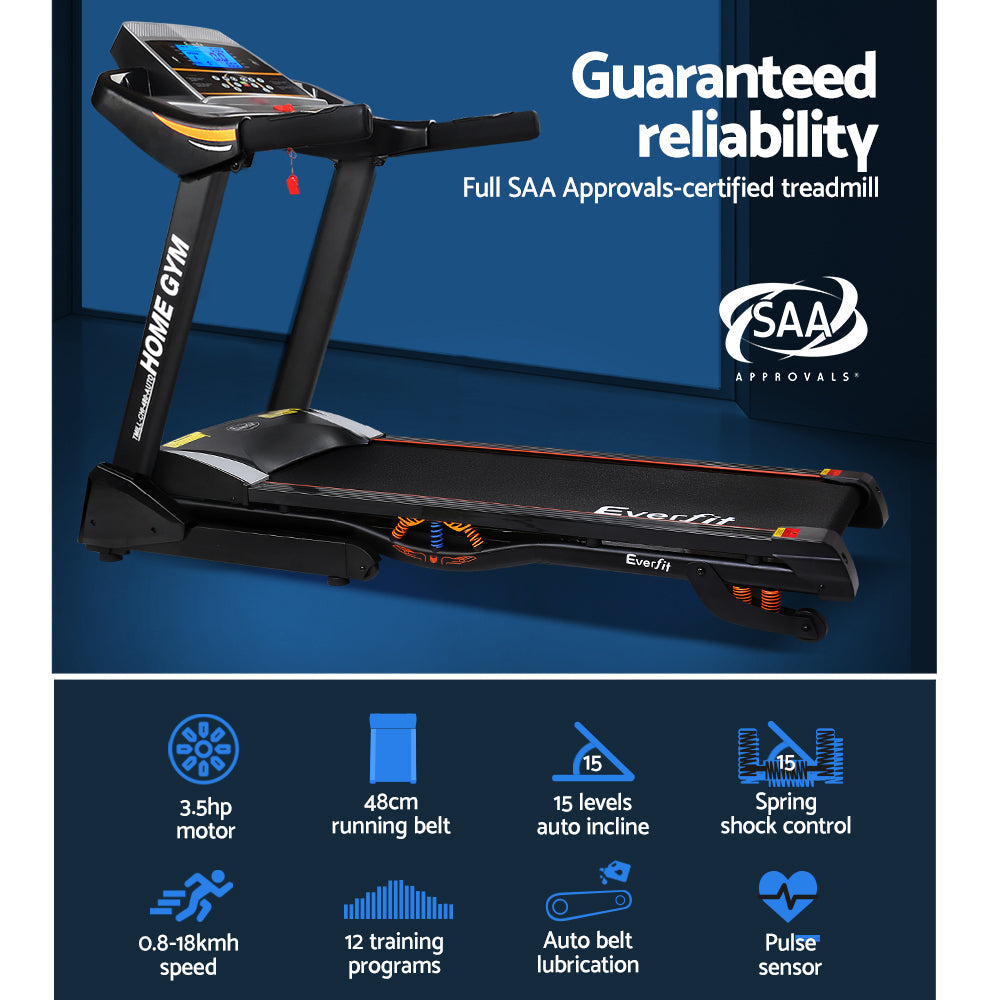 Electric Treadmill 48cm Incline Running Home Gym Fitness Machine Black Sports & Fast shipping On sale