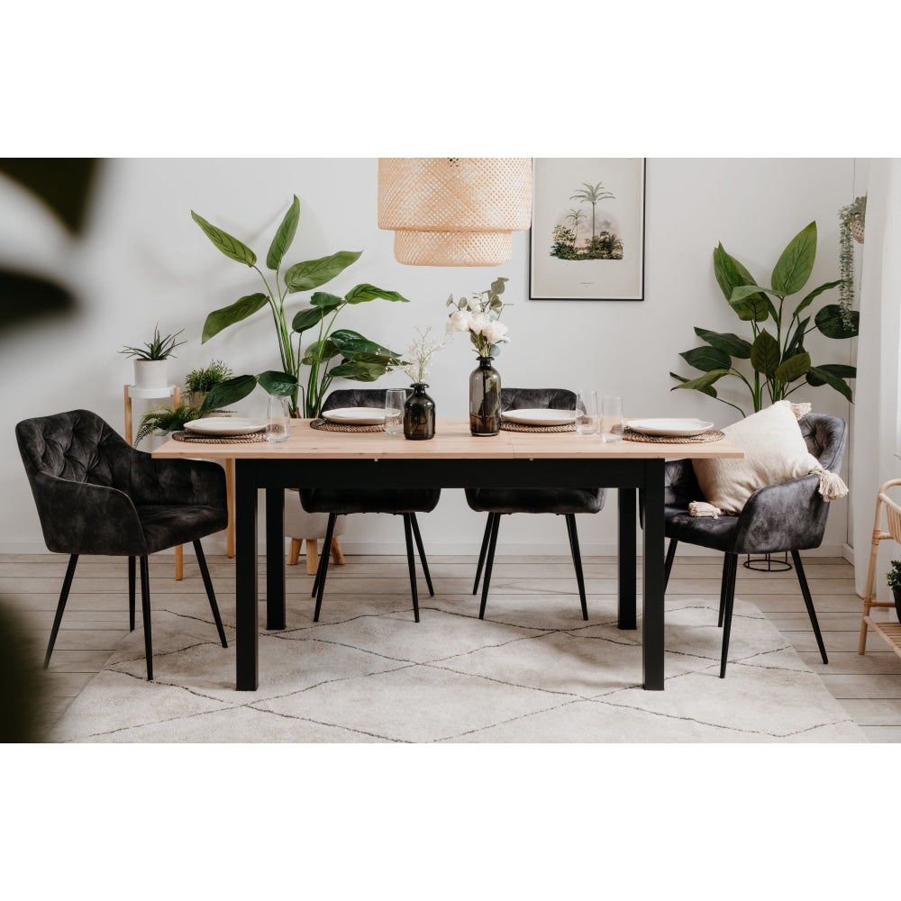 Elena Wooden Extendable Square Rectangular Dining Table 140-180cm - Black/Oak Fast shipping On sale