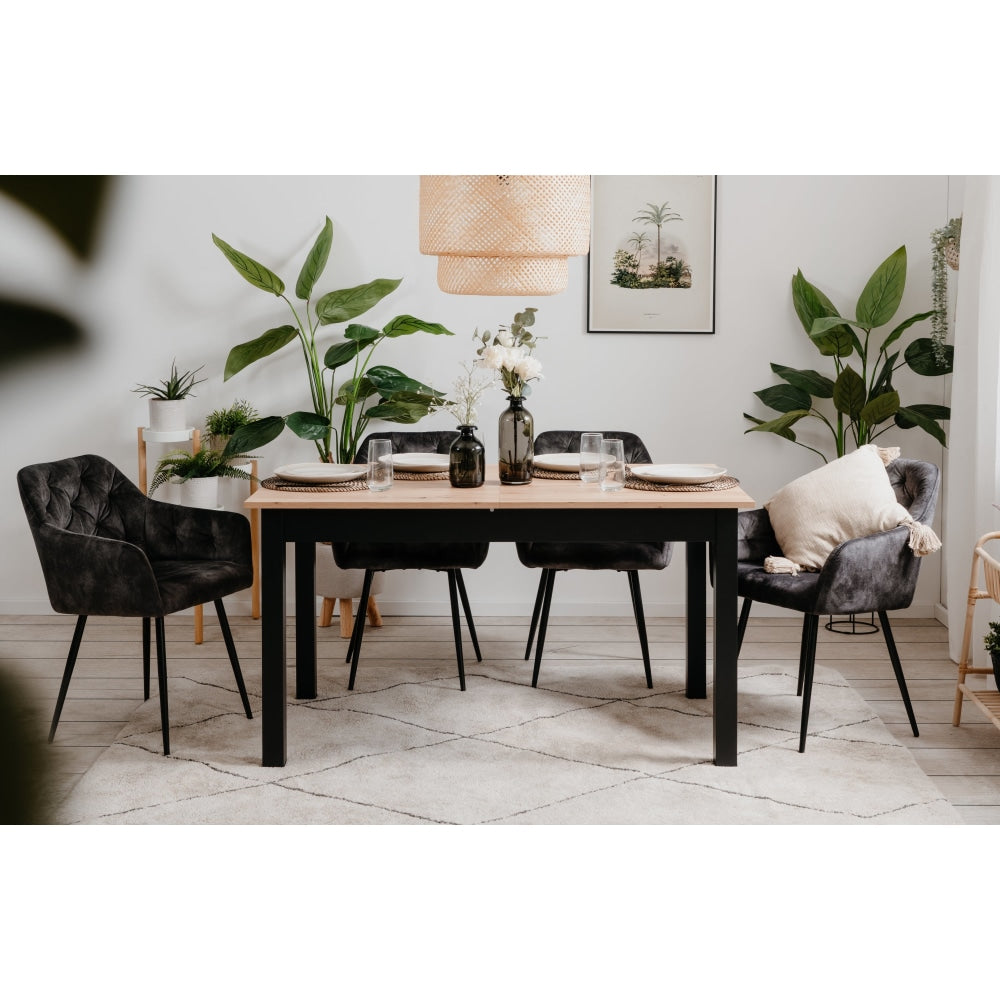 Elena Wooden Extendable Square Rectangular Dining Table 140-180cm - Black/Oak Fast shipping On sale