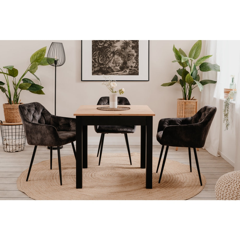 Elena Wooden Extendable Square Rectangular Dining Table 80-120cm - Black/Oak Fast shipping On sale