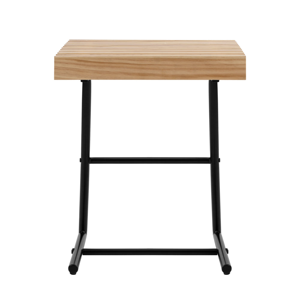 Eliza Wood Top End Lamp Side Table Slat Oak/Black Fast shipping On sale