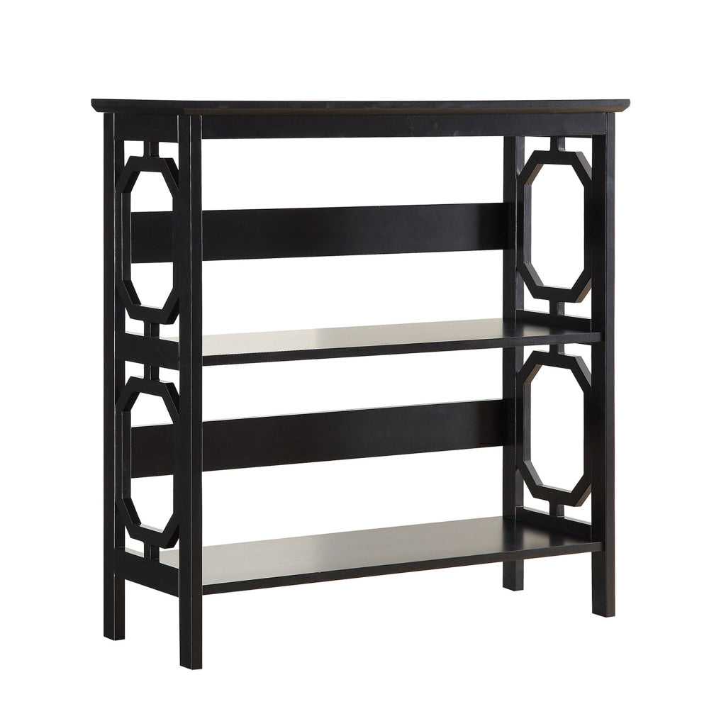 Elka 3-Tier Wooden Low Display Shelf Unit Bookcase Black Fast shipping On sale