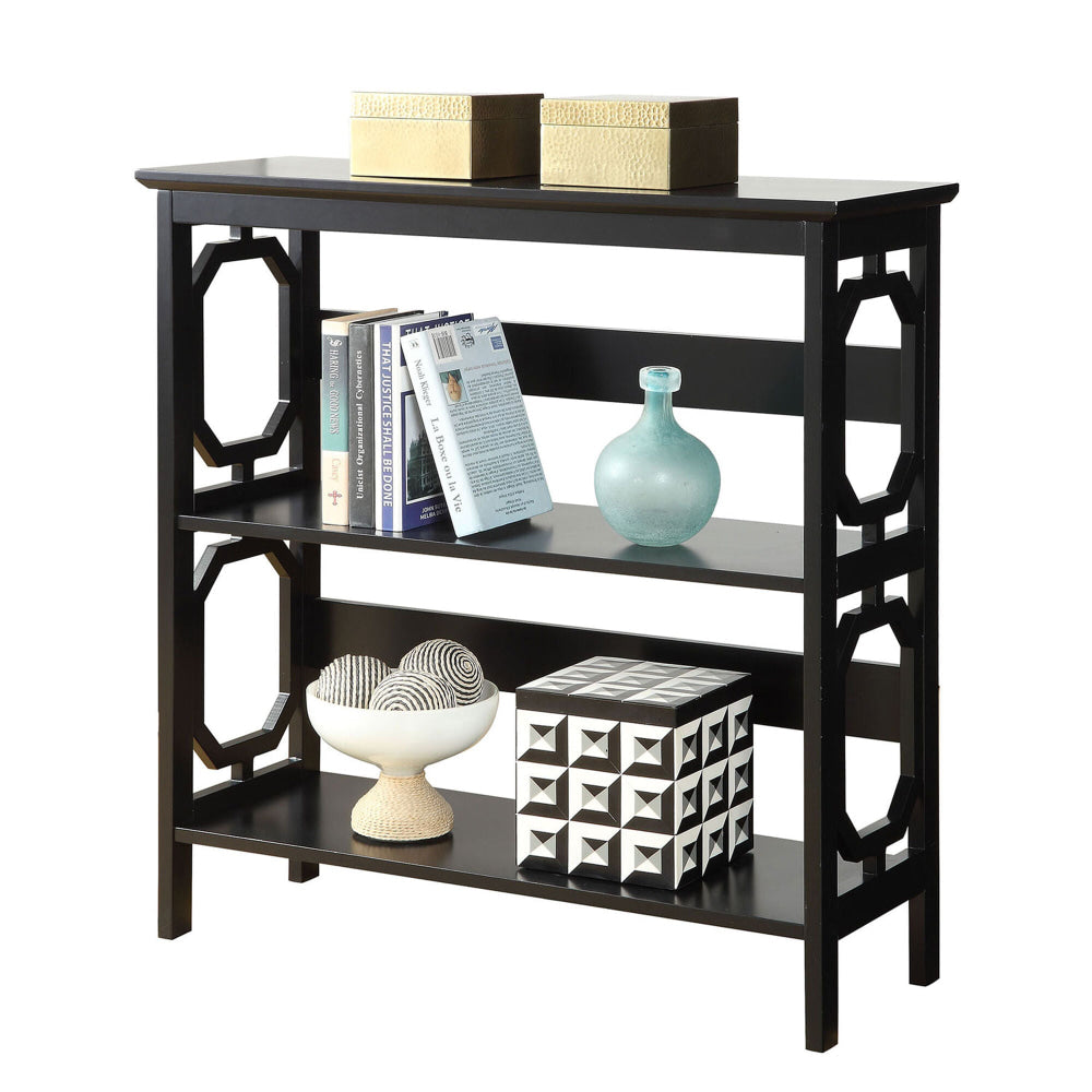 Elka 3-Tier Wooden Low Display Shelf Unit Bookcase Black Fast shipping On sale