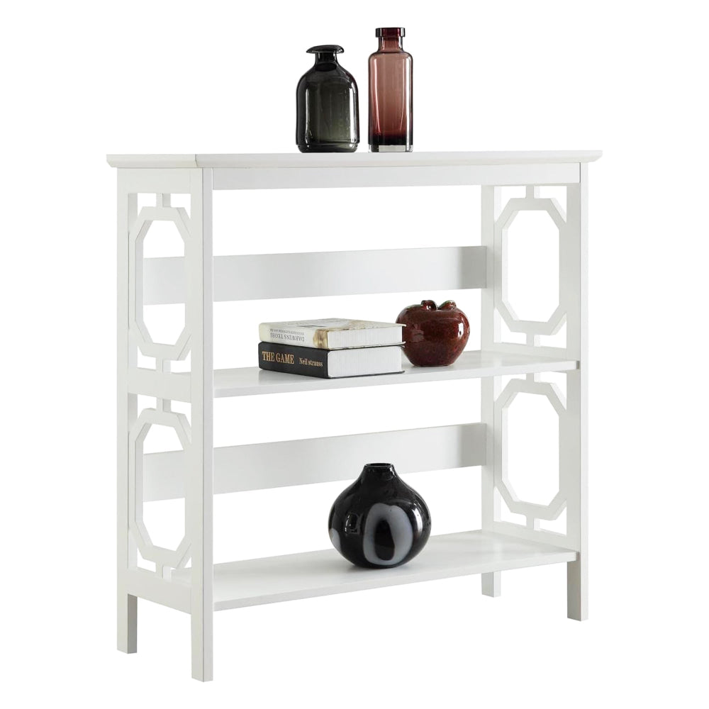 Elka 3-Tier Wooden Low Display Shelf Unit Bookcase White Fast shipping On sale