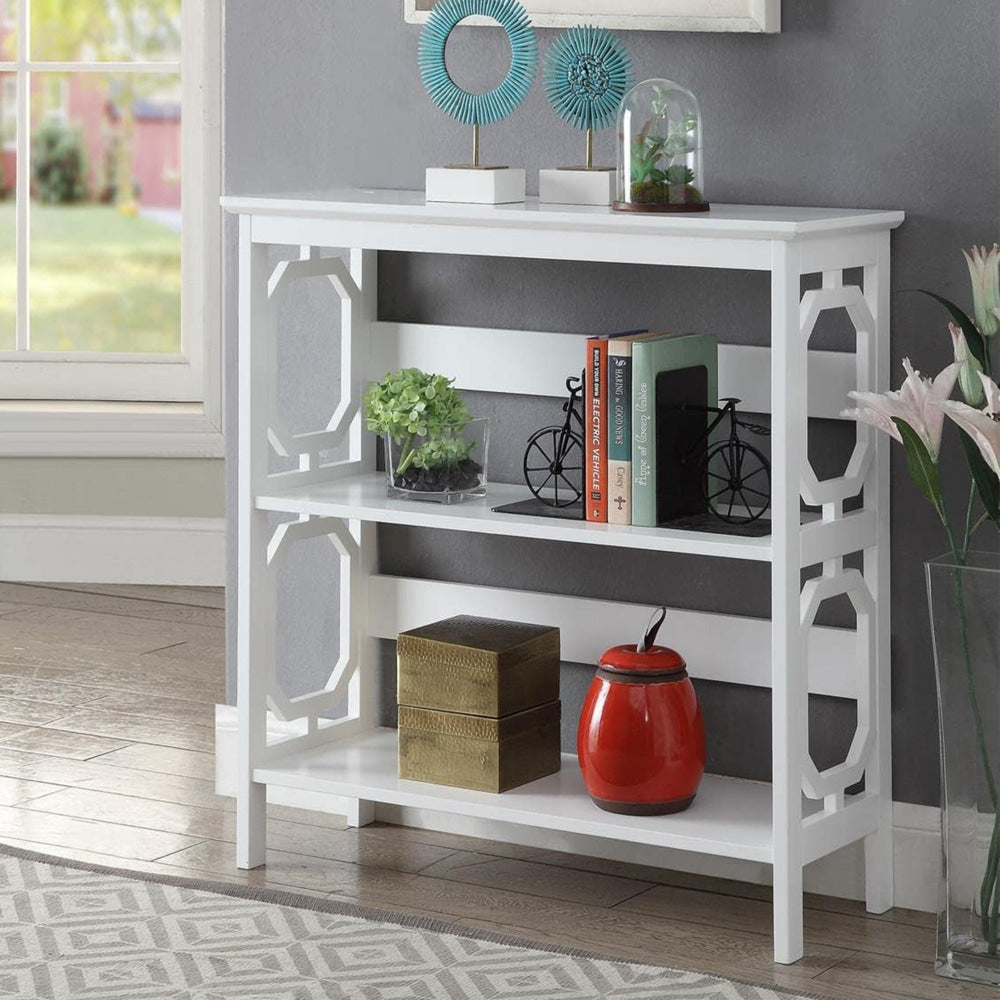 Elka 3-Tier Wooden Low Display Shelf Unit Bookcase White Fast shipping On sale