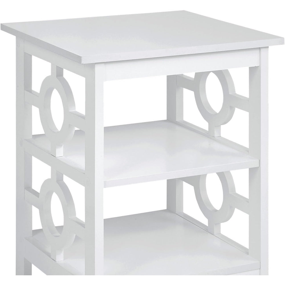 Elka Wooden End Lamp Side Table 2-Open Shelves White Fast shipping On sale