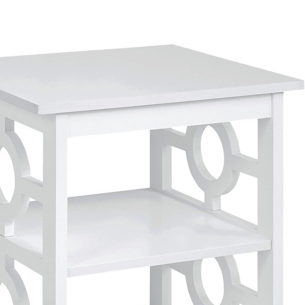 Elka Wooden End Lamp Side Table 2-Open Shelves White Fast shipping On sale