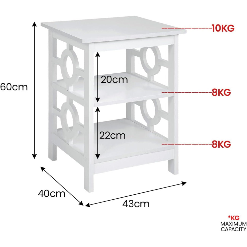 Elka Wooden End Lamp Side Table 2-Open Shelves White Fast shipping On sale