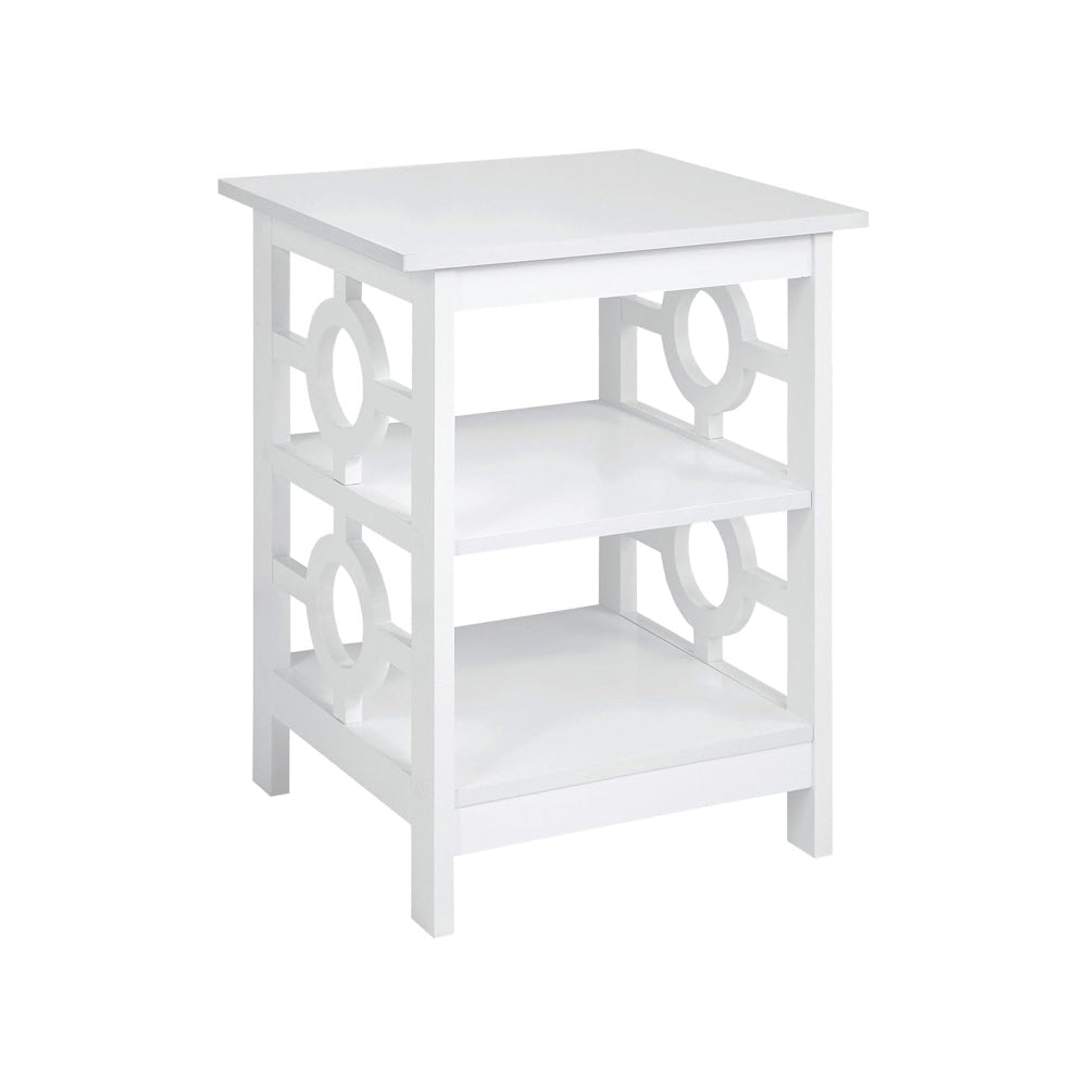 Elka Wooden End Lamp Side Table 2-Open Shelves White Fast shipping On sale