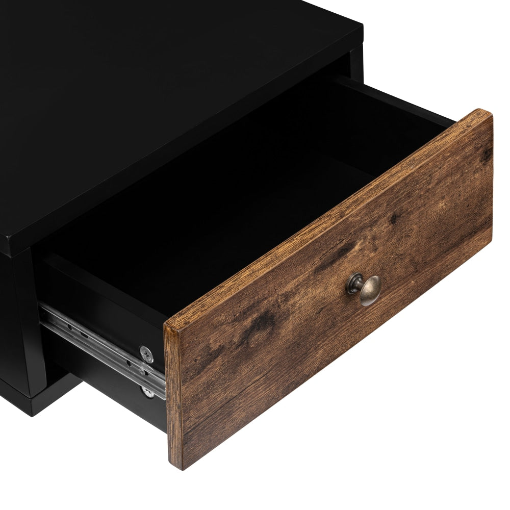 Elliot Wooden Floating Bedside Nightstand Side Table W/ 1-Drawer Black/Walnut Fast shipping On sale