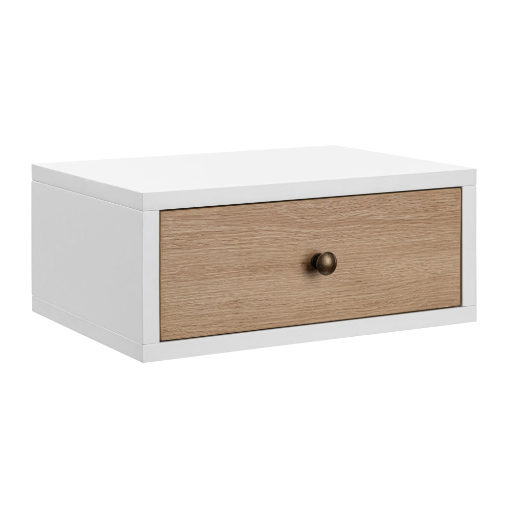 Elliot Wooden Floating Bedside Nightstand Side Table W/ 1 - Drawer White Oak Fast shipping On sale