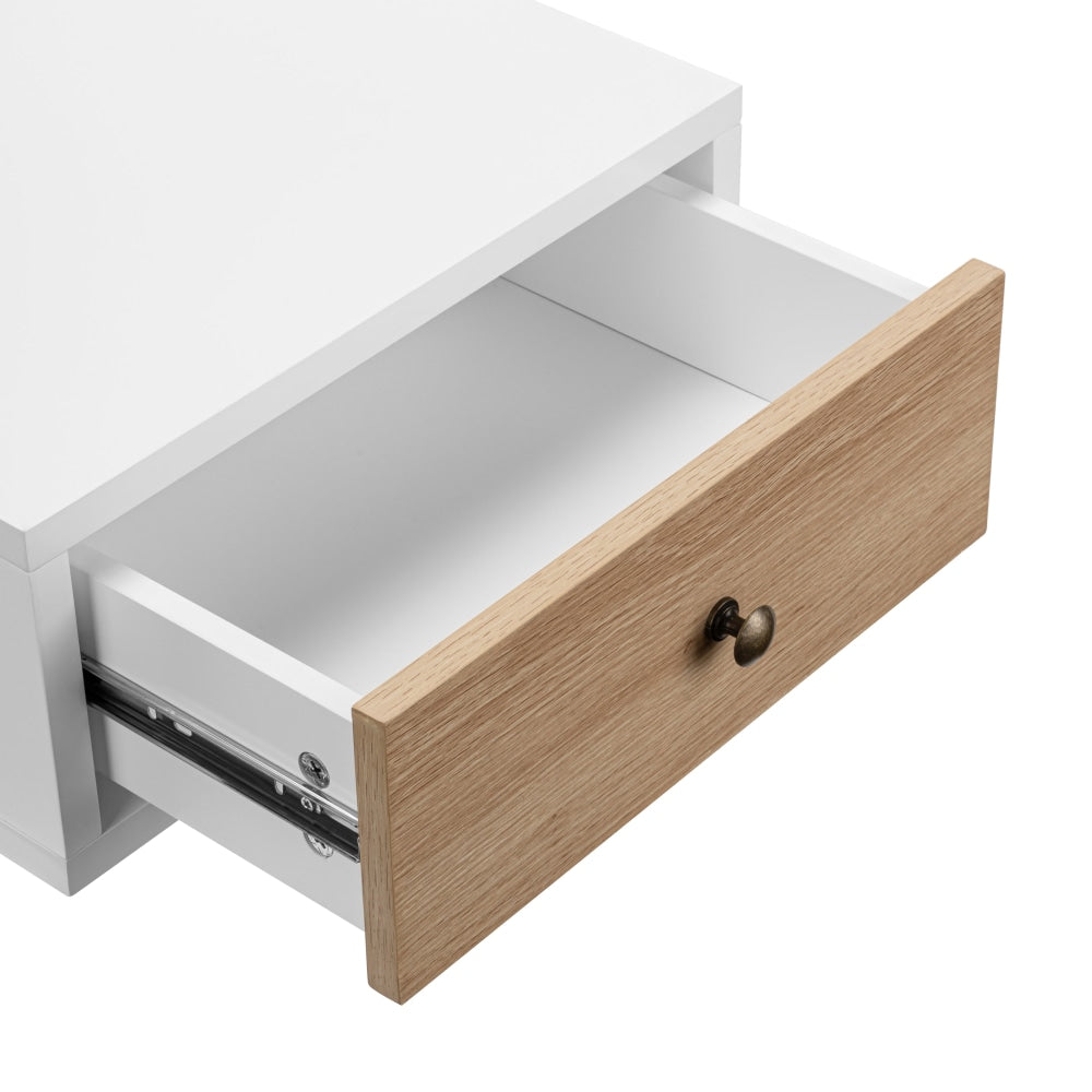 Elliot Wooden Floating Bedside Nightstand Side Table W/ 1 - Drawer White Oak Fast shipping On sale