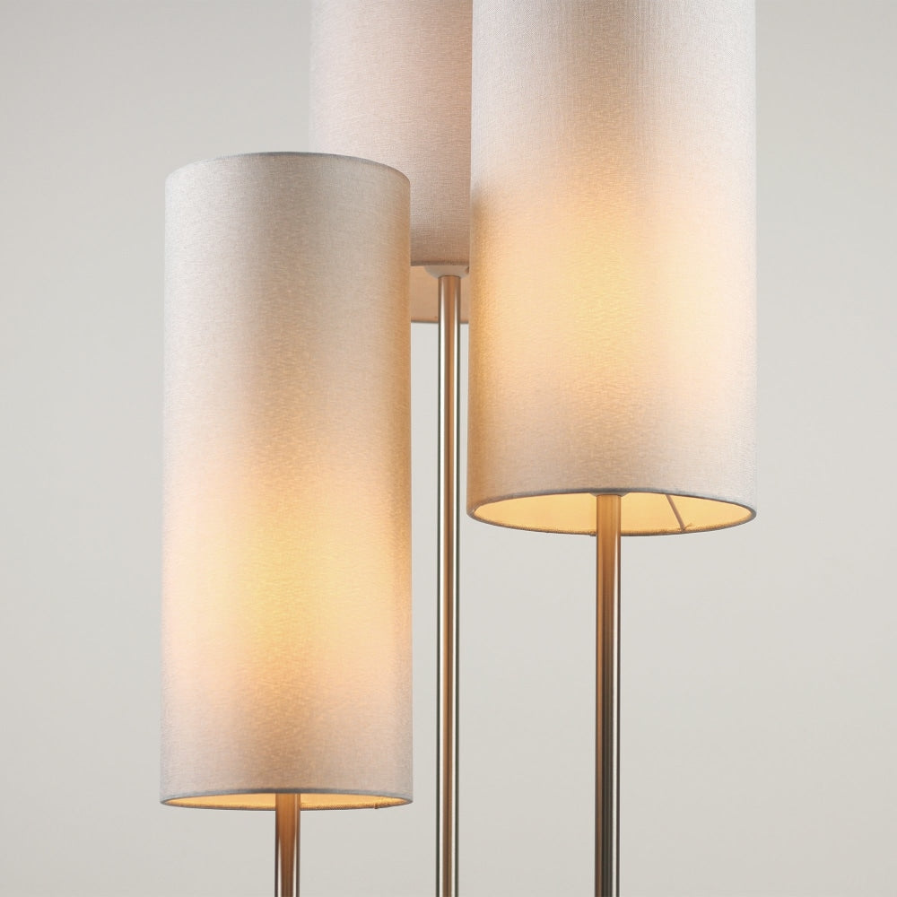 Ellis Trio Cluster Modern Metal 3-Light Floor Lamp Fabric Shade - Satin Nickel Fast shipping On sale