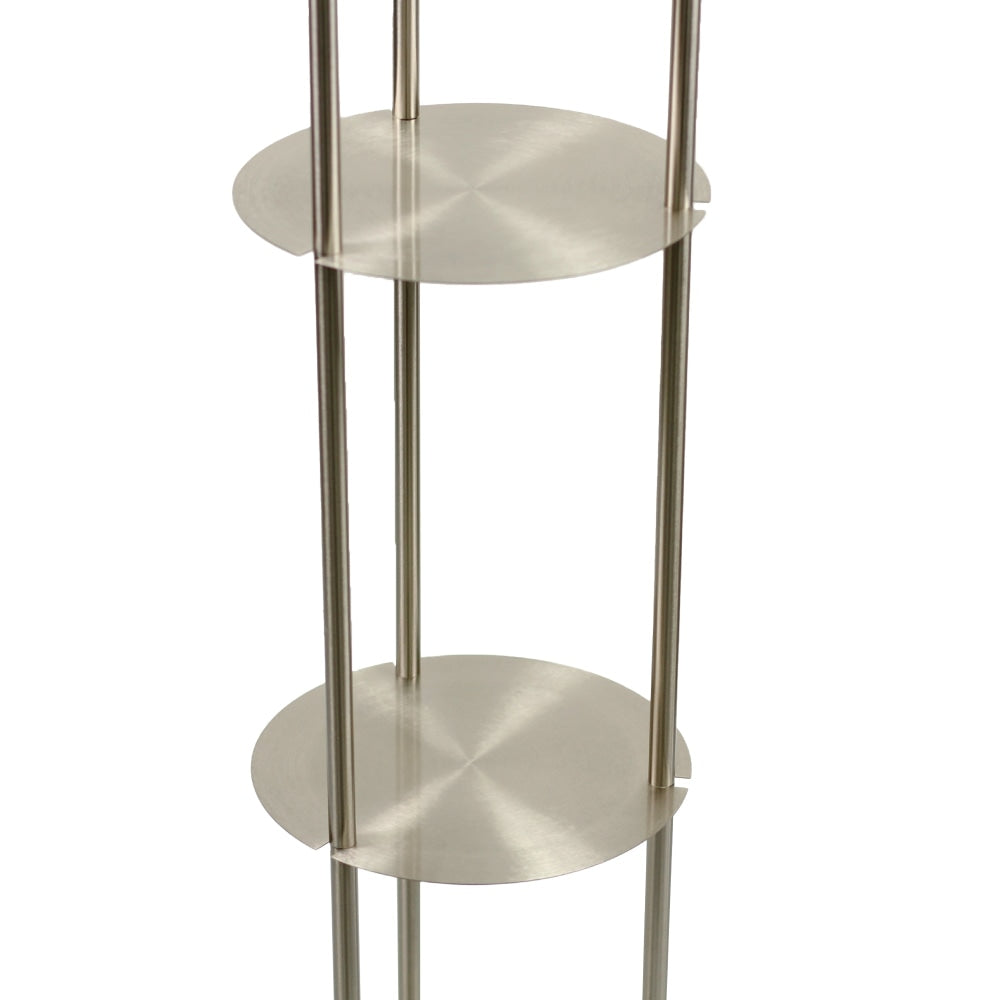 Ellis Trio Cluster Modern Metal 3-Light Floor Lamp Fabric Shade - Satin Nickel Fast shipping On sale