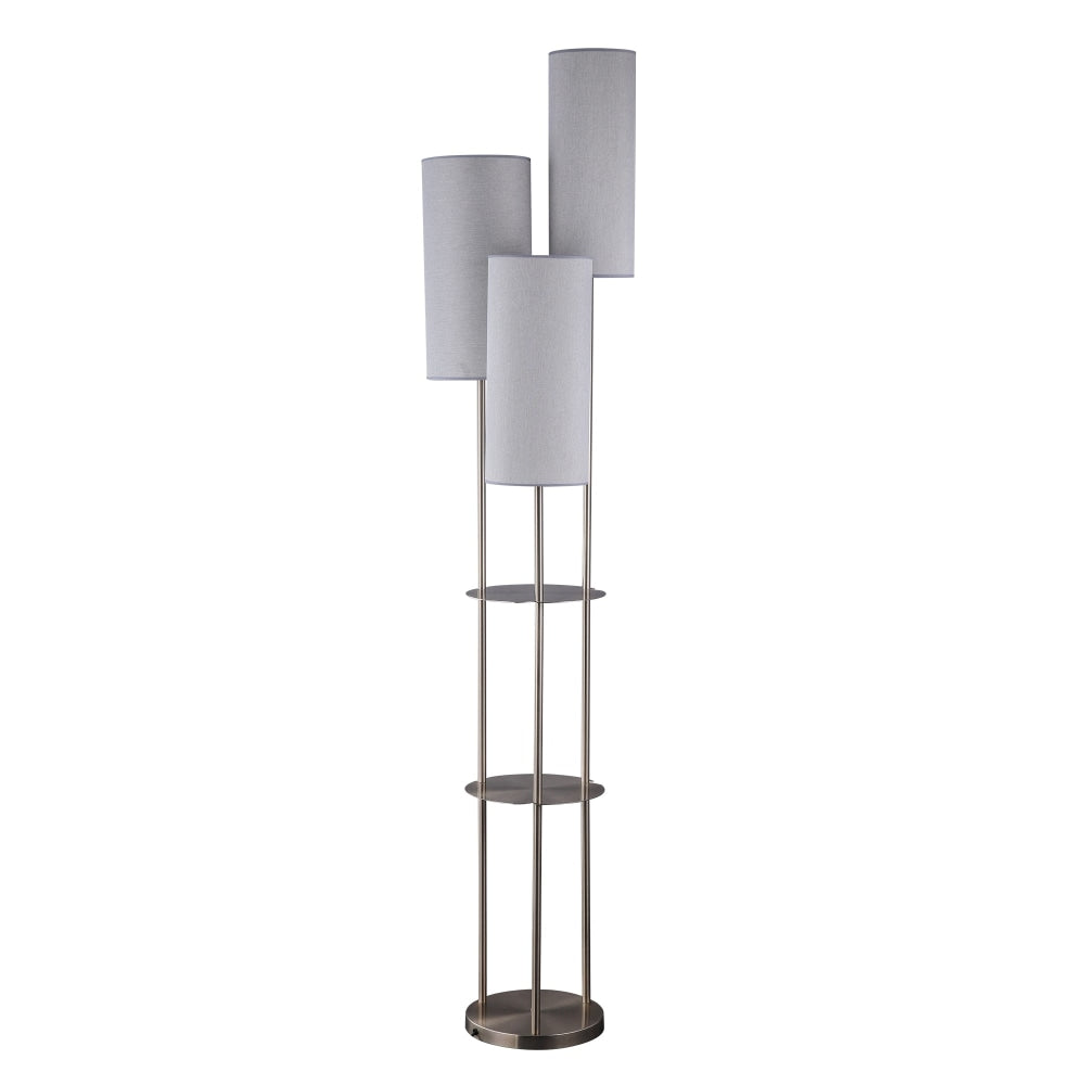 Ellis Trio Cluster Modern Metal 3-Light Floor Lamp Fabric Shade - Satin Nickel Fast shipping On sale