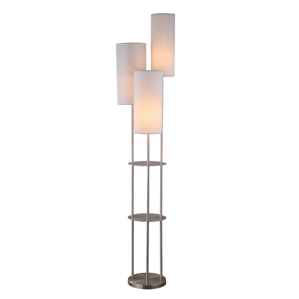 Ellis Trio Cluster Modern Metal 3-Light Floor Lamp Fabric Shade - Satin Nickel Fast shipping On sale