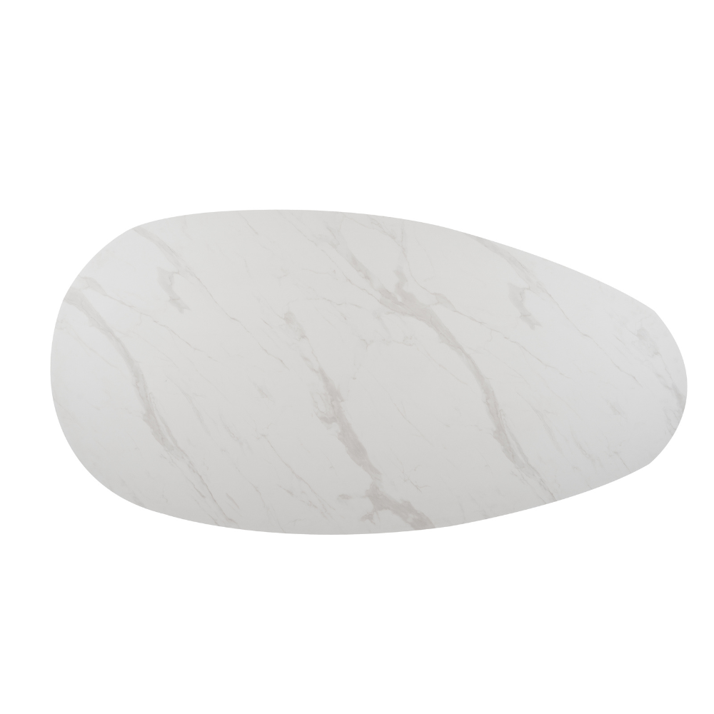 Elven Egg Shaped Wooden Marble Look Kitchen Dining Table 225cm White Cloud Fast shipping On sale